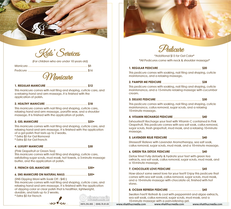 Thiết kế menu Andy nail